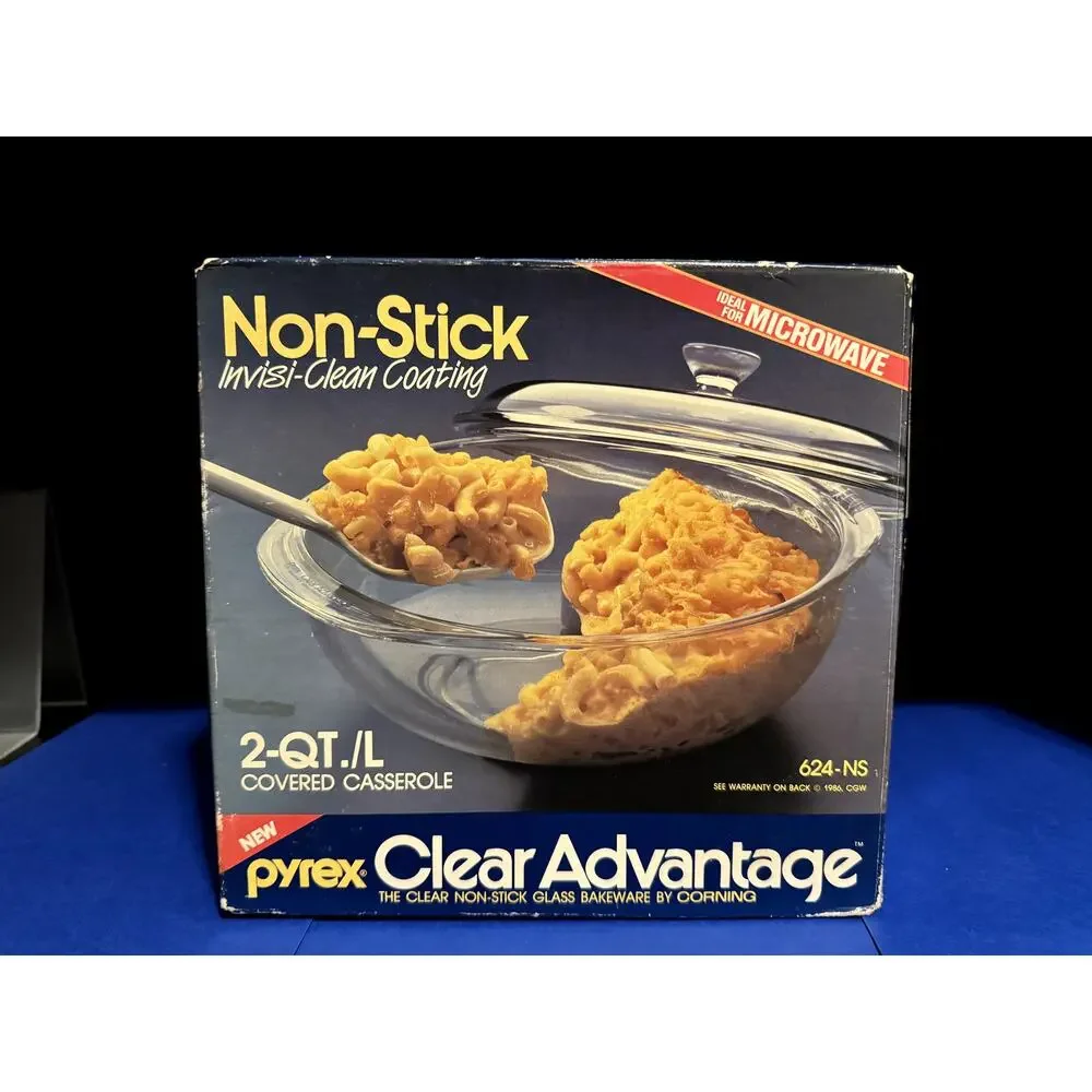 Vintage 1986 Pyrex Corning Clear Advantage 2 Quart Covered Casserole New in Box